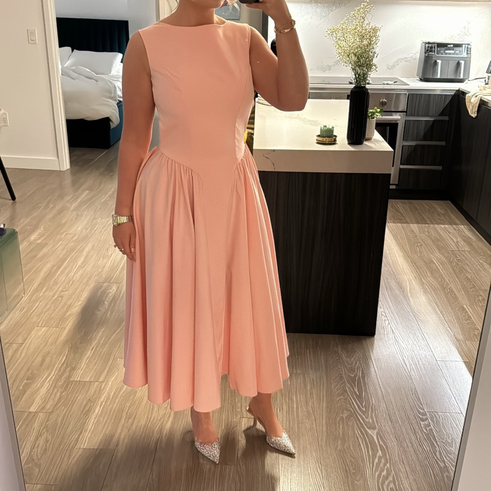House of CB Blush Pink Sleeveless Midi Fit-and-Flare Dress